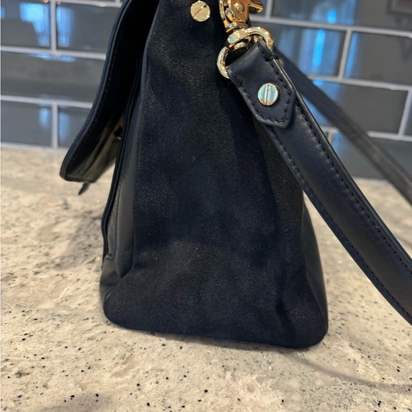 Tory Burch 797 Medium Satchel Gold, Suede, Leather - Picture 6 of 7